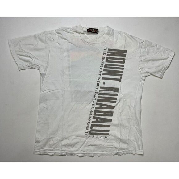 VINTAGE Mount Kinabalu Sabah Highest Mountain Asia Graphic T-shirt Men XL 90s - Picture 6 of 9